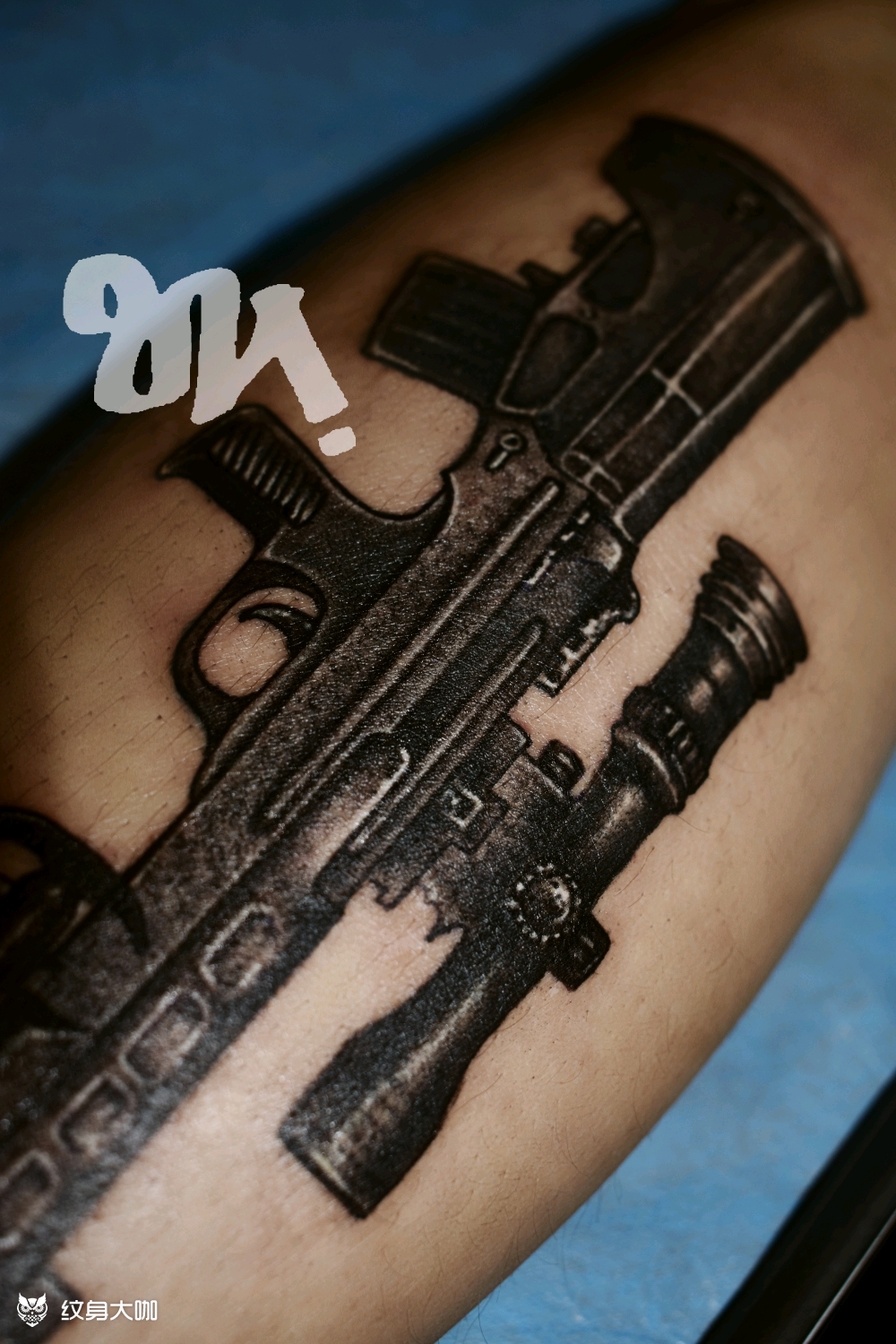 88式狙击枪_纹身图案手稿图片_谢代冰的纹身作品集
