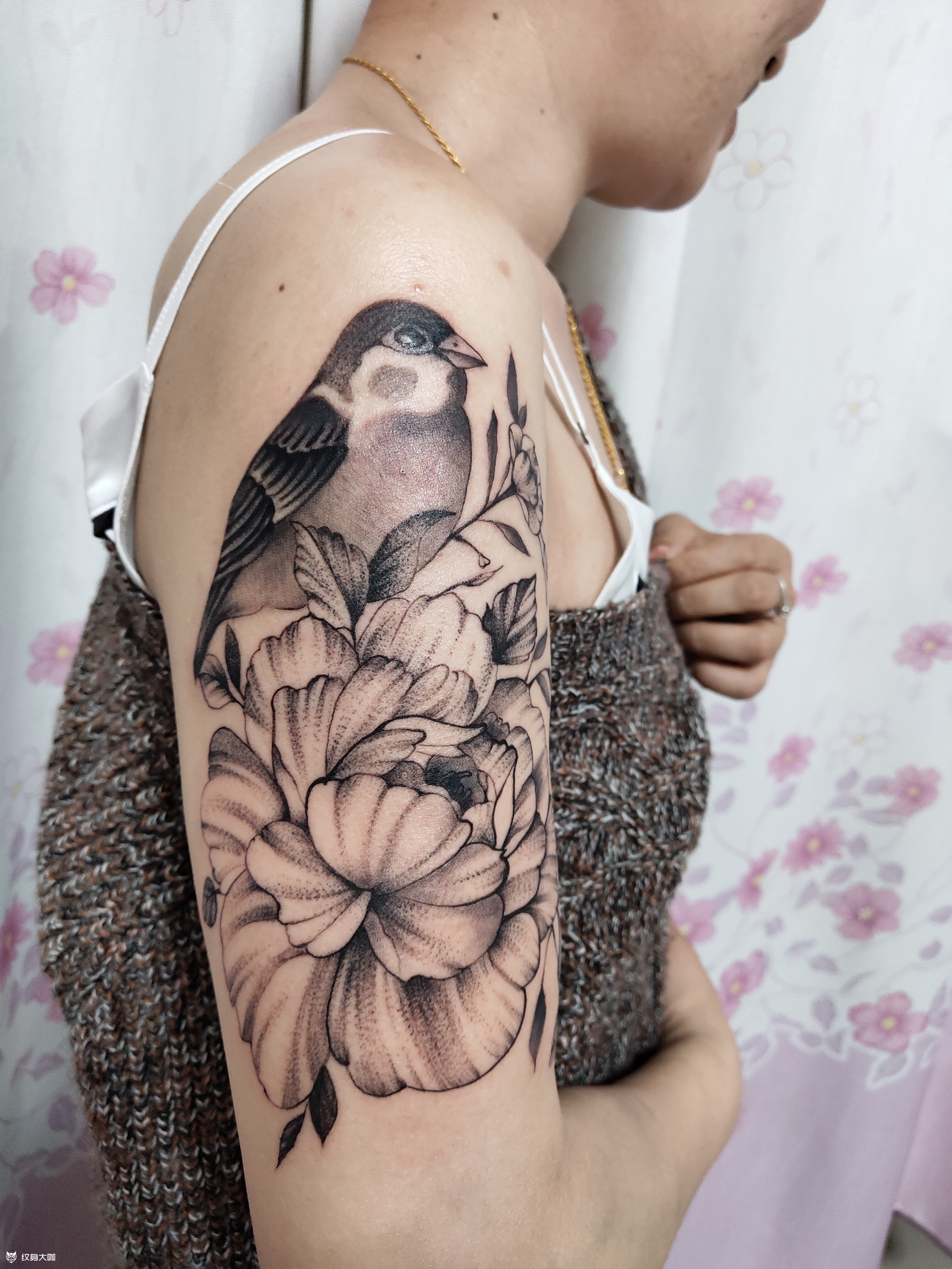 花与鸟_纹身图案手稿图片_邱浩的纹身作品集