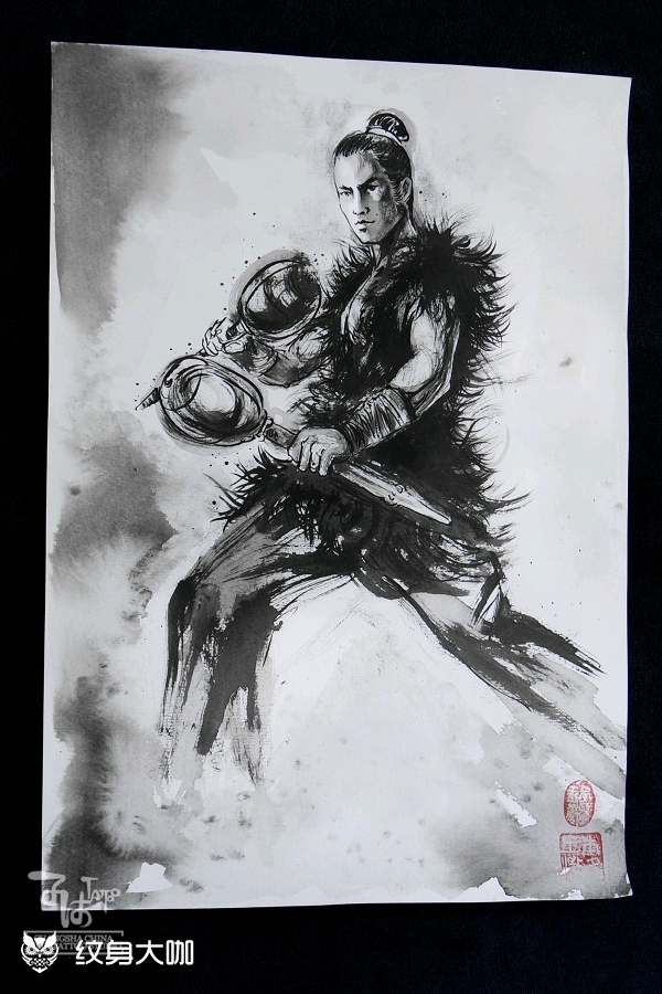 中国风泼墨手稿李小龙武侠古典 _纹身吧社区 - 纹身大咖