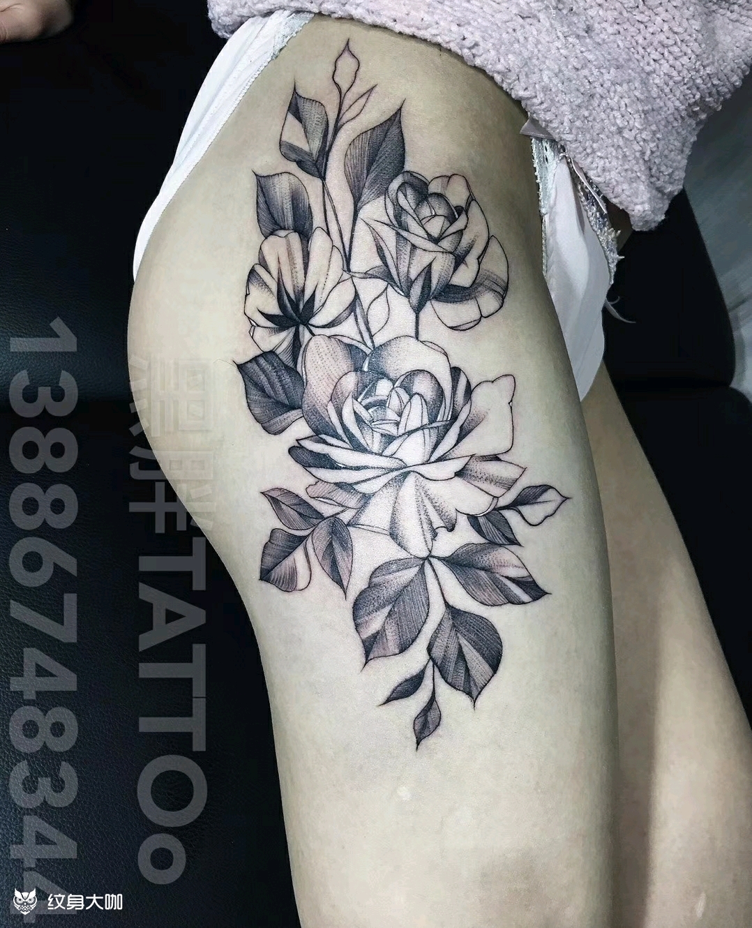 大腿花_纹身图案手稿图片_曾宪林的纹身作品集