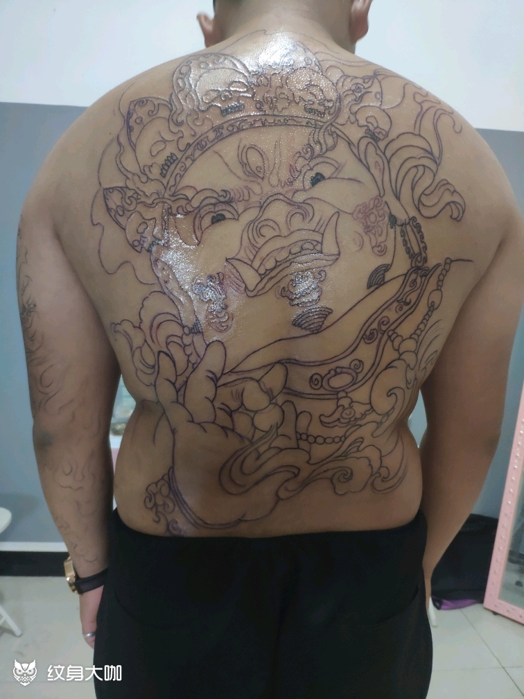 大黑天(线条)_纹身图案手稿图片_纹道的纹身作品集