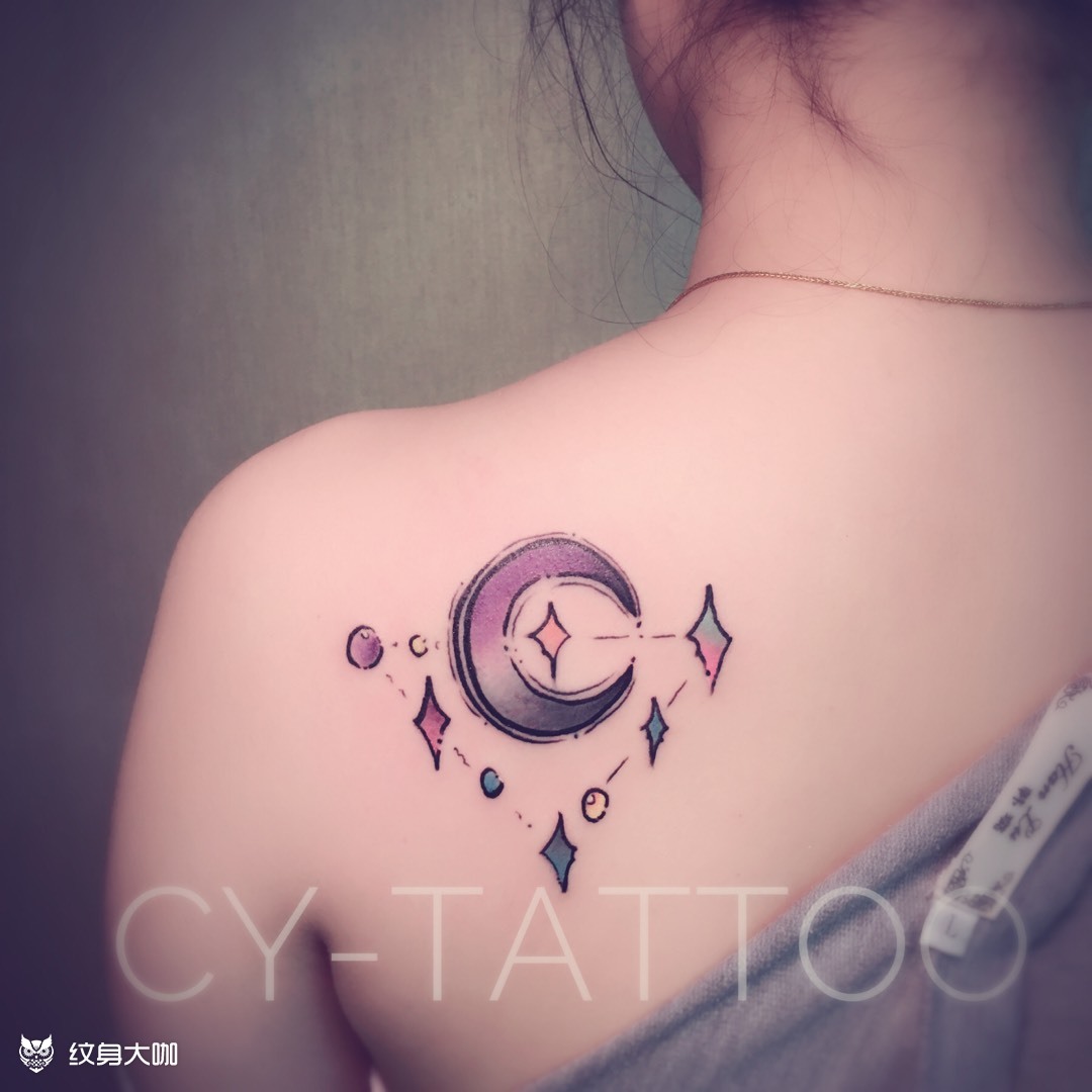 星月old school风格_纹身图案手稿图片_林的纹身作品集
