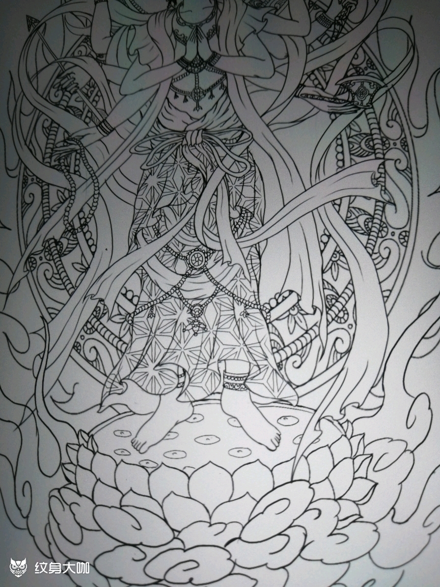 八臂观音_纹身图案手稿图片_雕途的纹身作品集