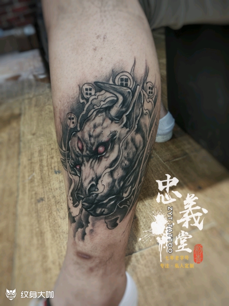 牛头_纹身图案手稿图片_忠义堂的纹身作品集