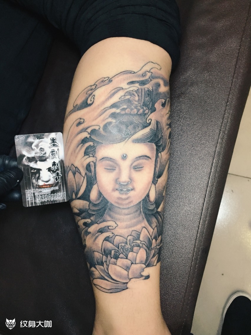 小腿观音_纹身图案手稿图片_陈浩的纹身作品集