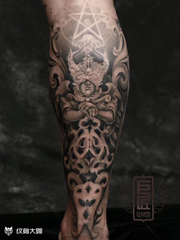 欧美包小腿恢复后_纹身图案手稿图片_栾华的纹身作品集