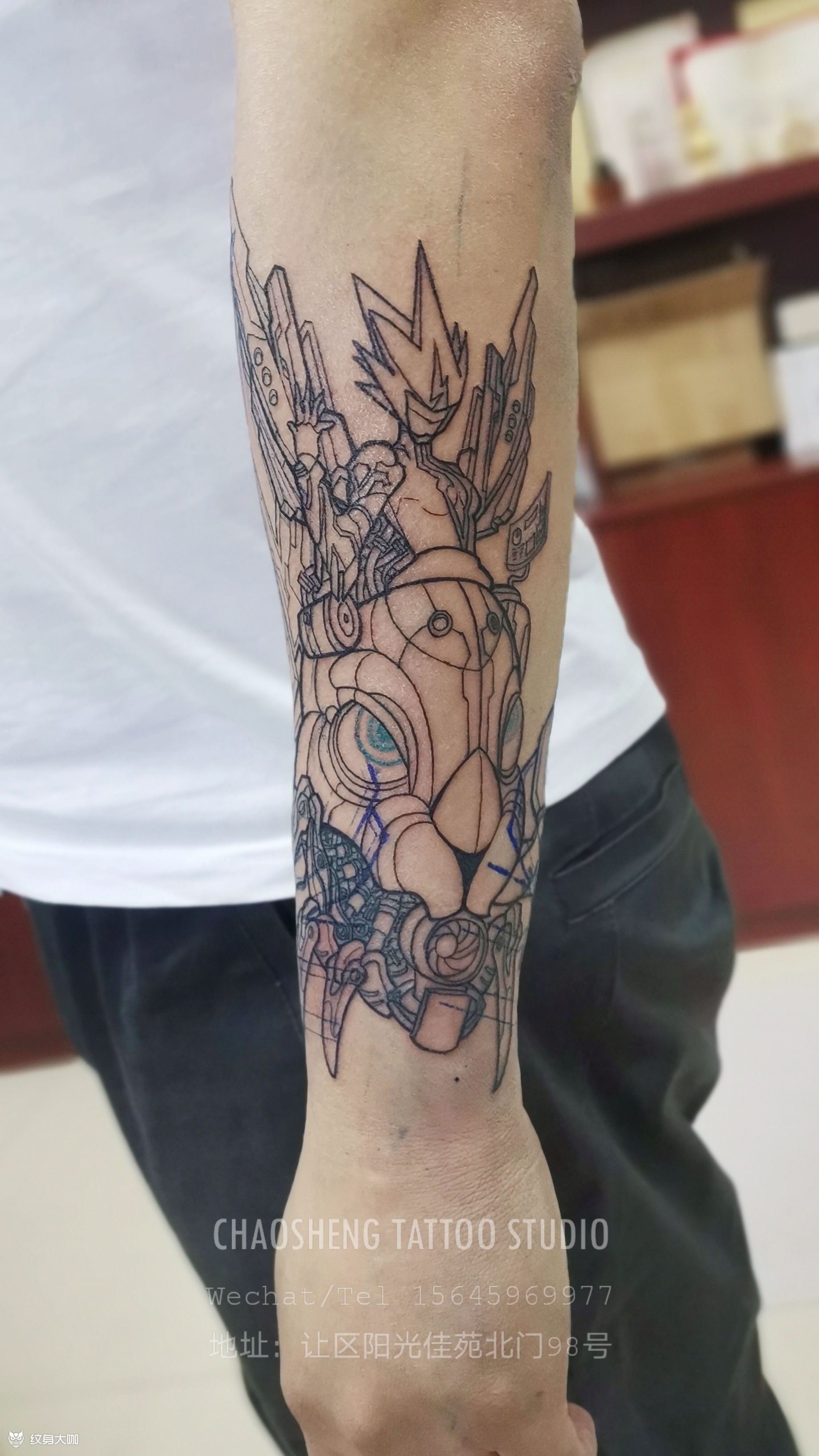 赛博朋克小臂(线稿)_纹身图案手稿图片_弘阳的纹身作品集