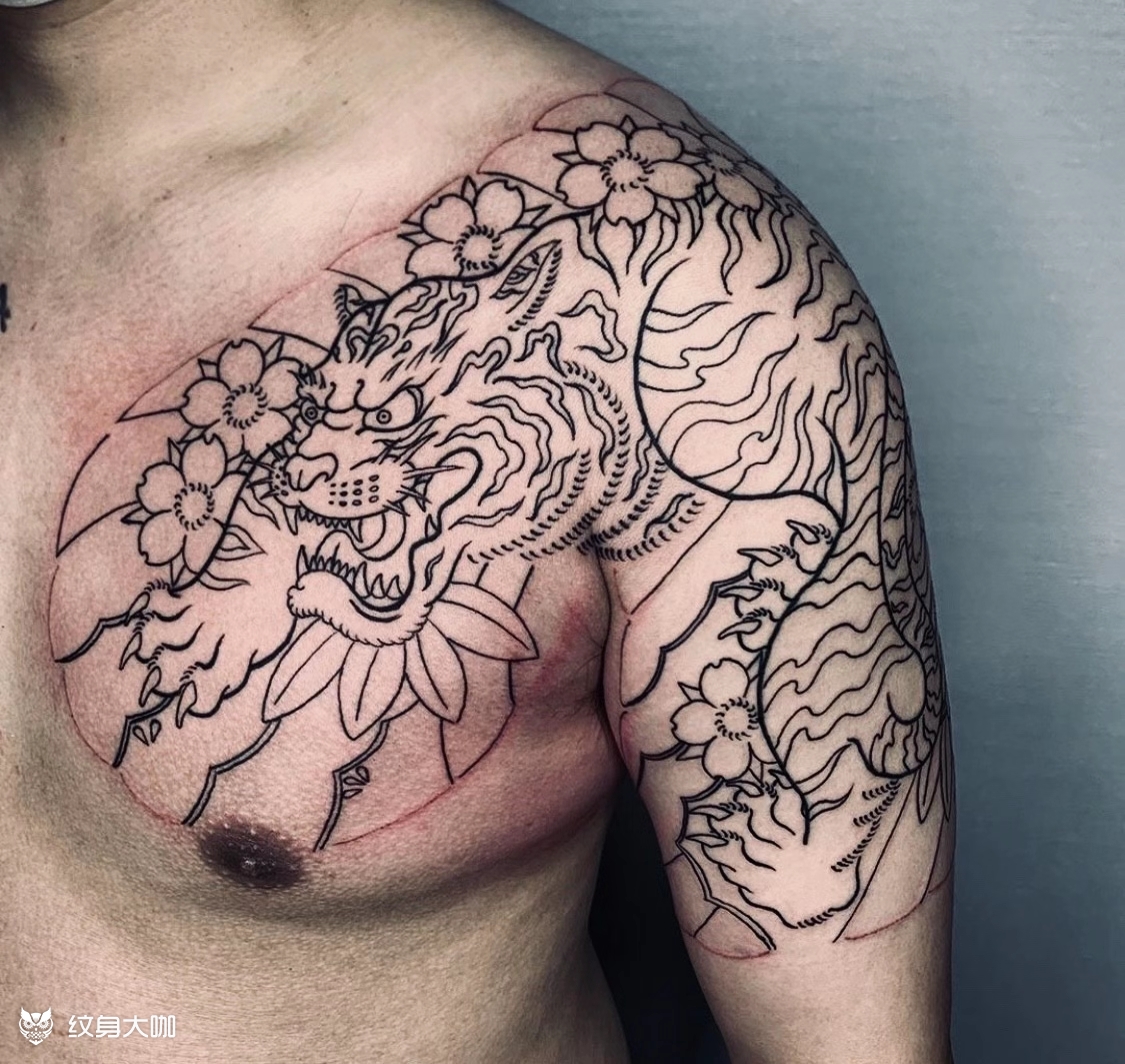 半甲虎_纹身图案手稿图片_毅刺的纹身作品集