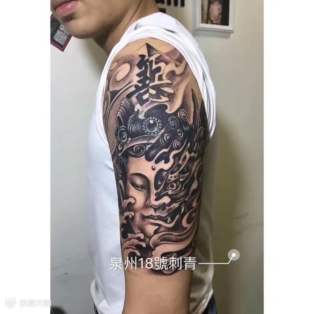 佛魔一念之间遮盖旧图腾_纹身图案手稿图片_亭子的纹身作品集