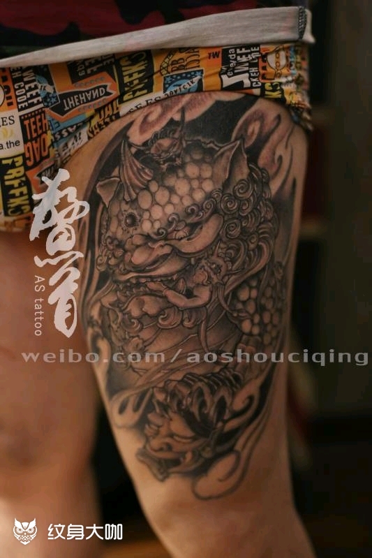 大腿外侧貔貅_纹身图案手稿图片_张璐的纹身作品集