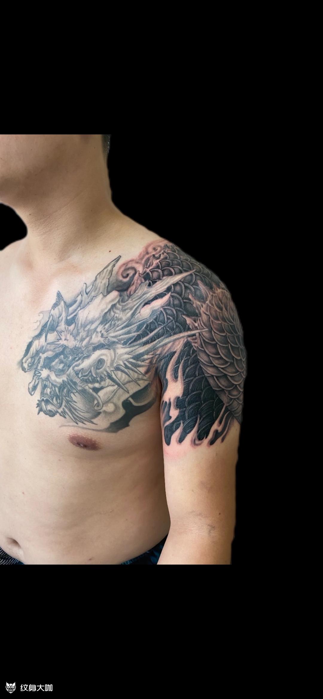 半甲龙_纹身图案手稿图片_阿才的纹身作品集