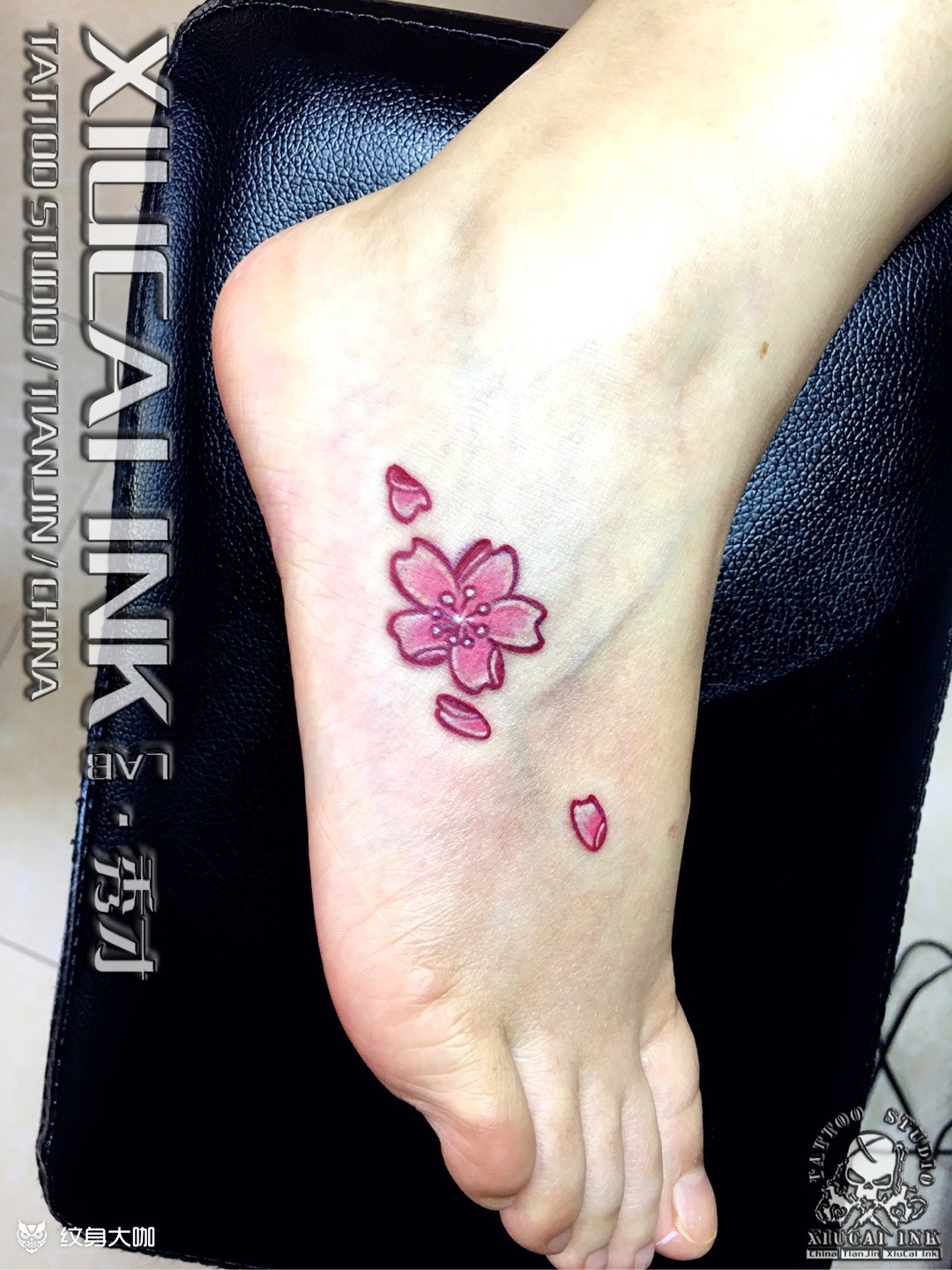 今天的脚部樱花_纹身图案手稿图片_刘三石的纹身作品集