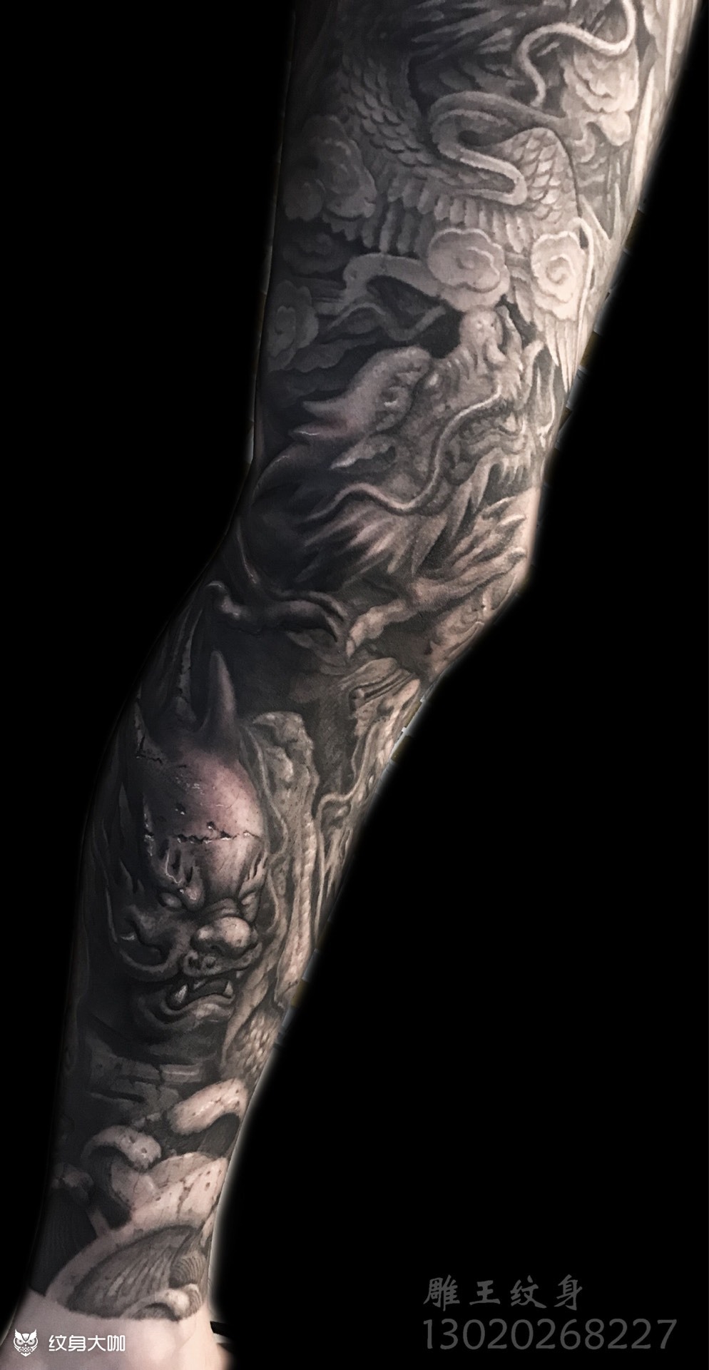 《九龙柱》2年前的石雕作品,还_纹身吧社区 - 纹身大咖