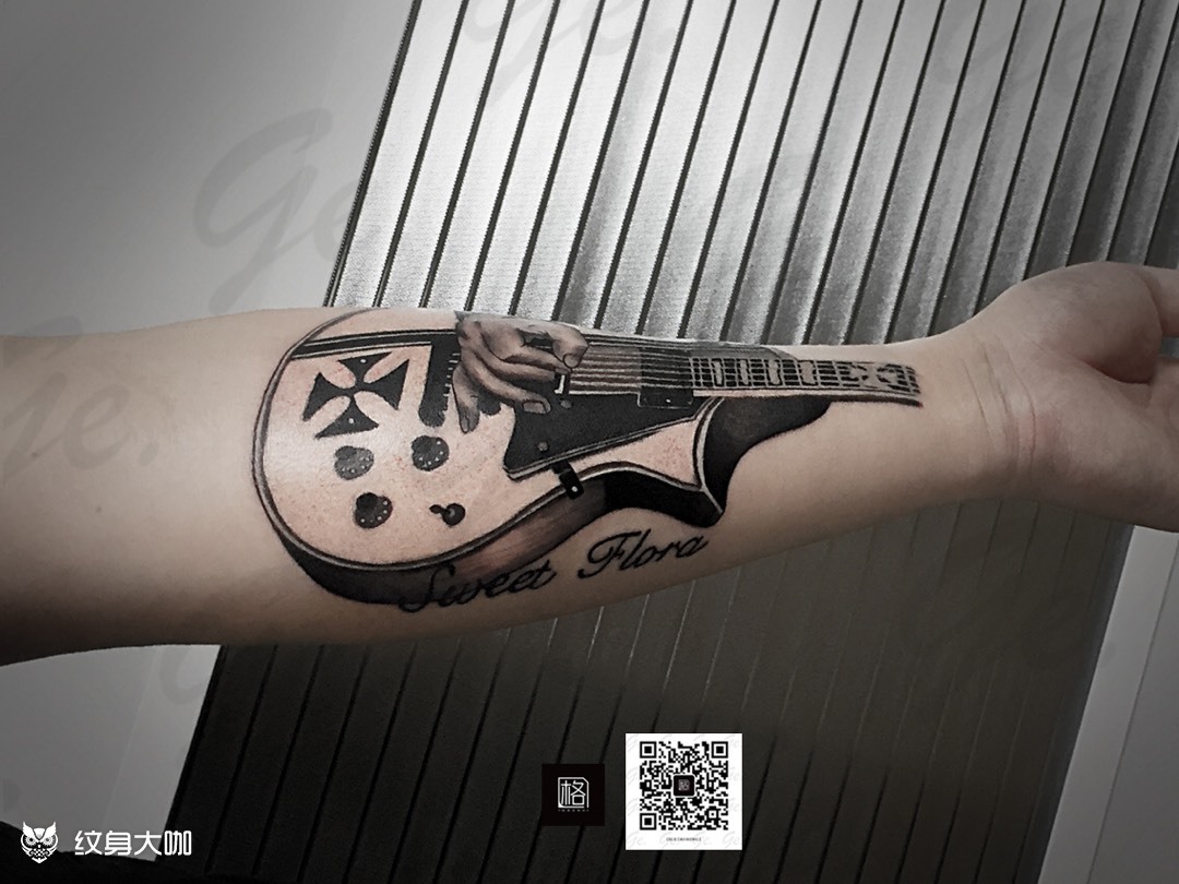 写实 吉他_纹身图案手稿图片_rita的纹身作品集
