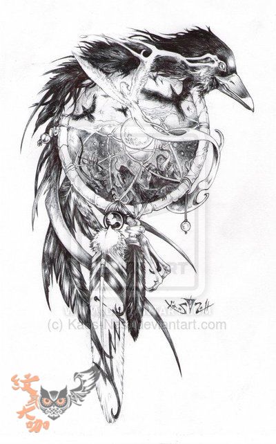 渡鸦_纹身图案手稿图片_咖小妹的纹身作品集