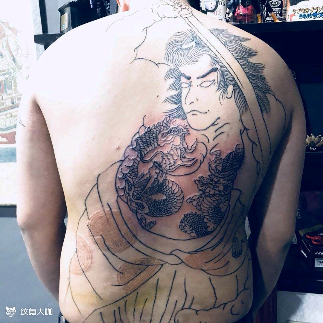 九纹龙细节_纹身图案手稿图片_昭竹的纹身作品集