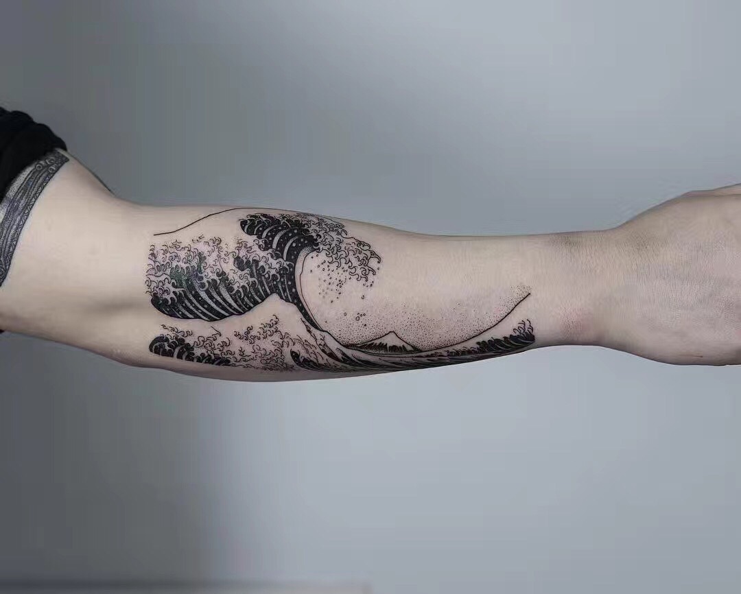 小臂水浪_纹身图案手稿图片_大孟的纹身作品集