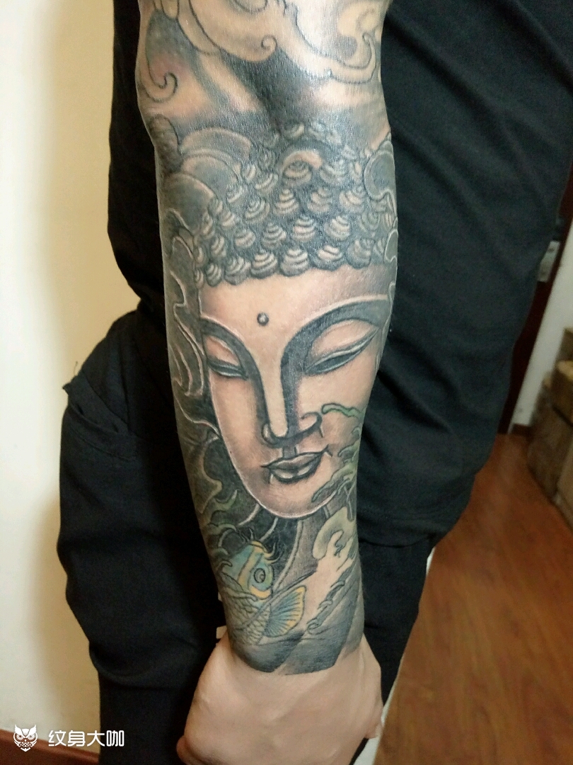 鲤鱼佛头花臂旧图修改未完工,_纹身吧社区 - 纹身大咖