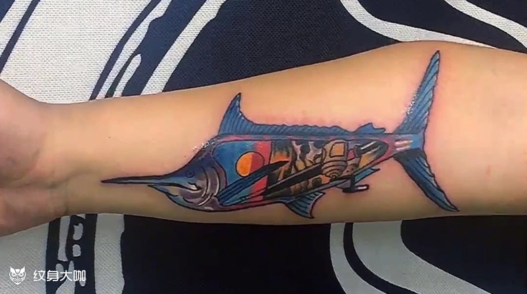 剑鱼_纹身图案手稿图片_肖邦成都三店的纹身作品集