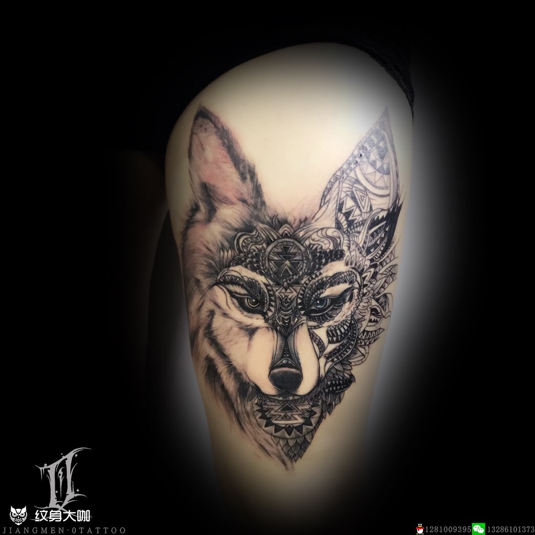 92狼图腾_纹身图案手稿图片_七七的纹身作品集