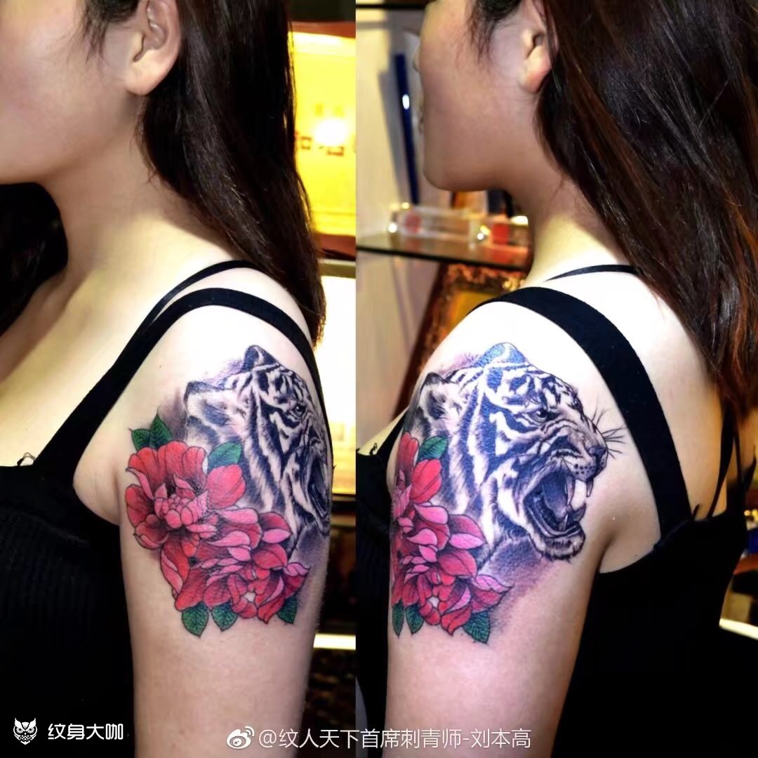 虎嗅蔷薇_纹身图案手稿图片_张曼的纹身作品集