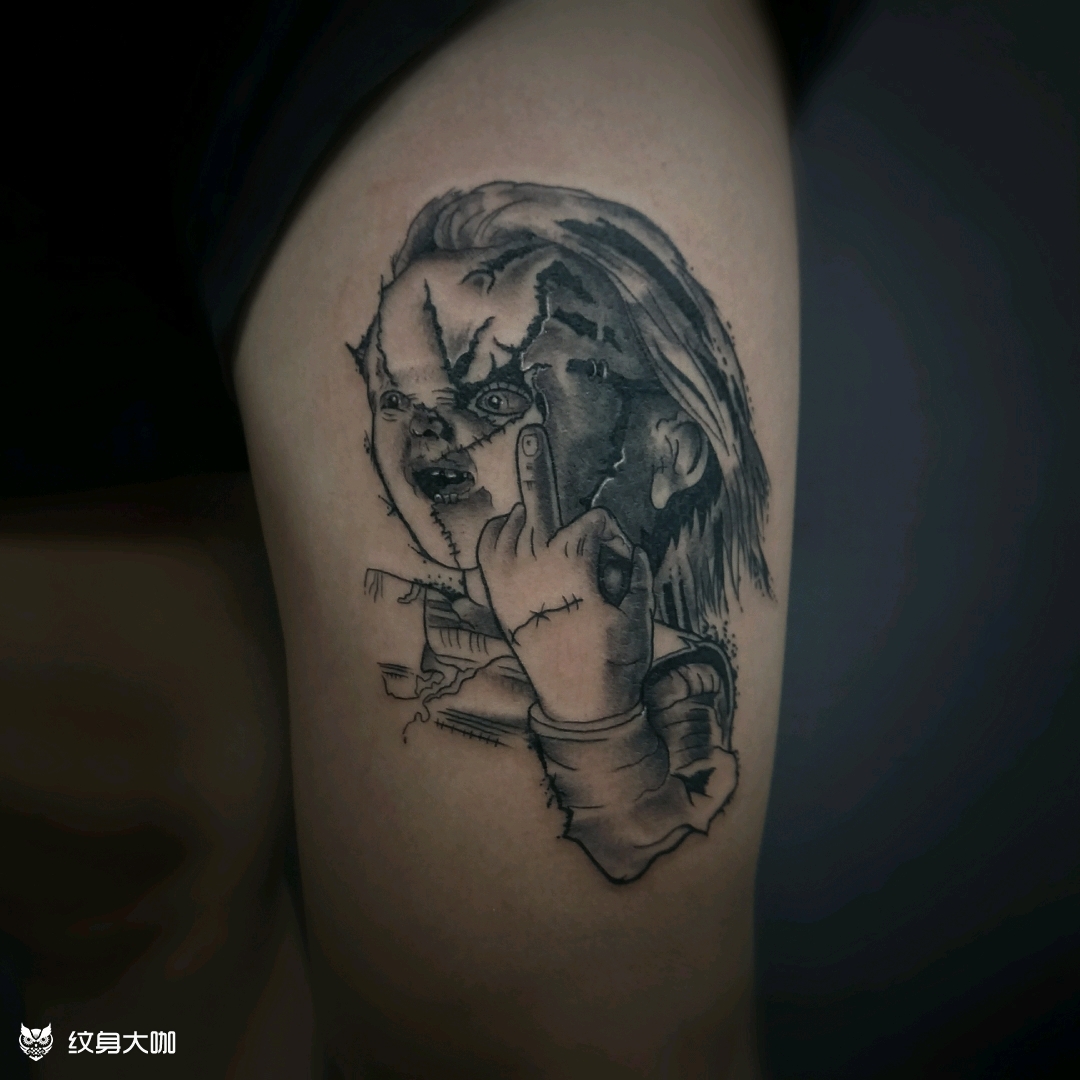 中指男孩_纹身图案手稿图片_黄十三的纹身作品集