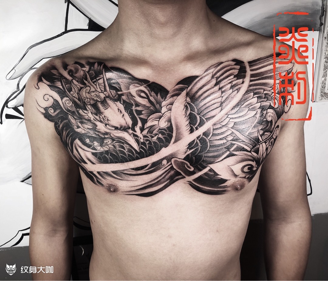 凤花胸_纹身图案手稿图片_炎刺艺术馆的纹身作品集