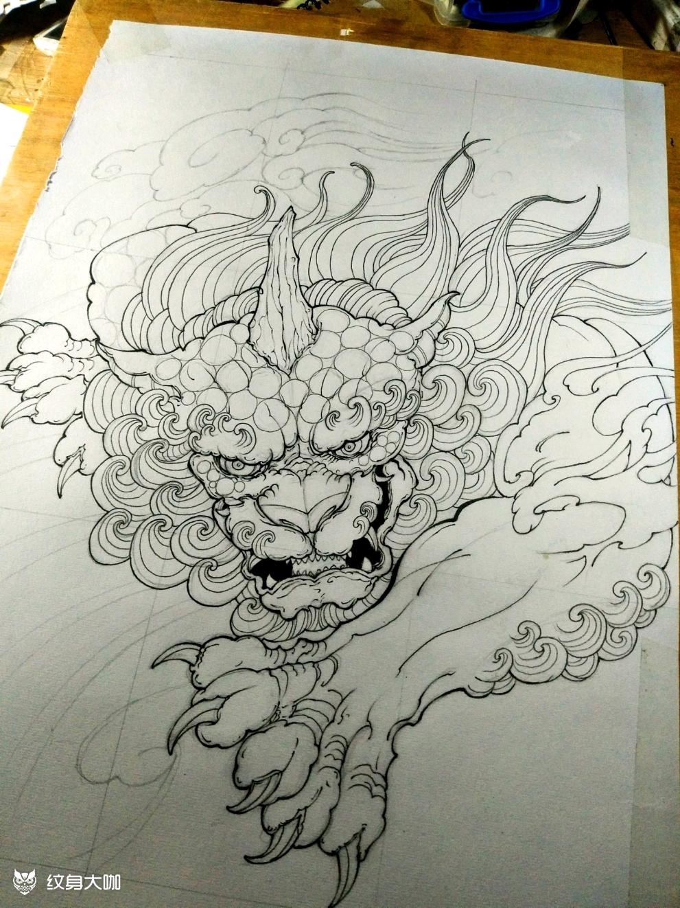 唐狮_纹身图案手稿图片_祁风的纹身作品集