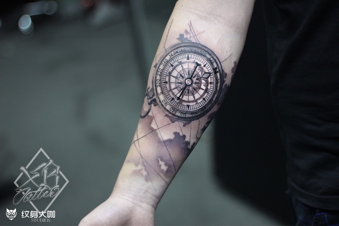 罗盘_纹身图案手稿图片_潘文帮的纹身作品集