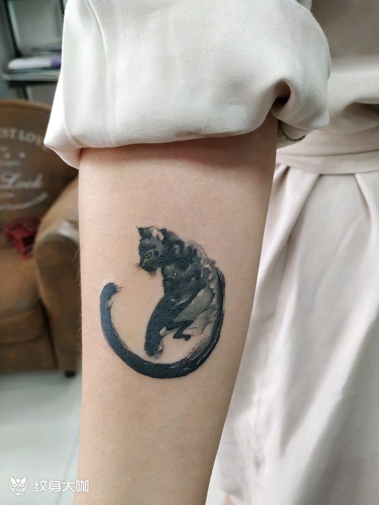 水墨猫_纹身图案手稿图片_黑涂-大山的纹身作品集