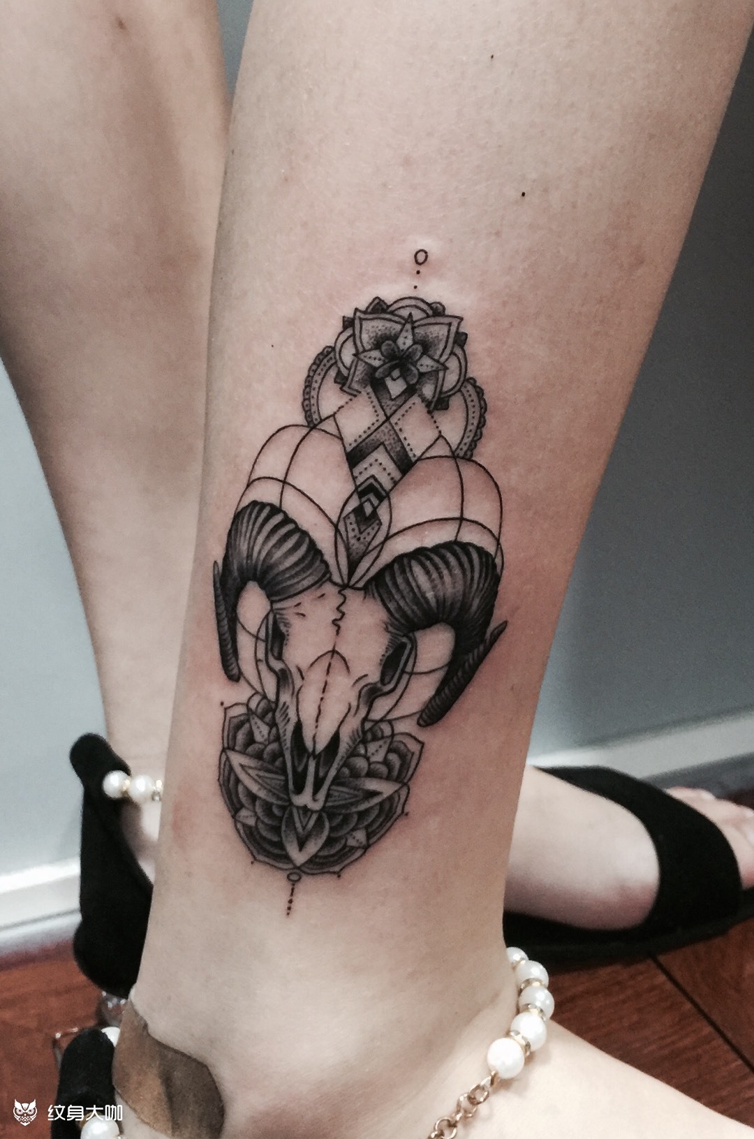 羊头_纹身图案手稿图片_华靖的纹身作品集