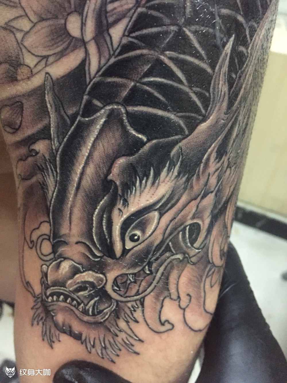 鳌鱼黑灰_纹身图案手稿图片_古韵的纹身作品集