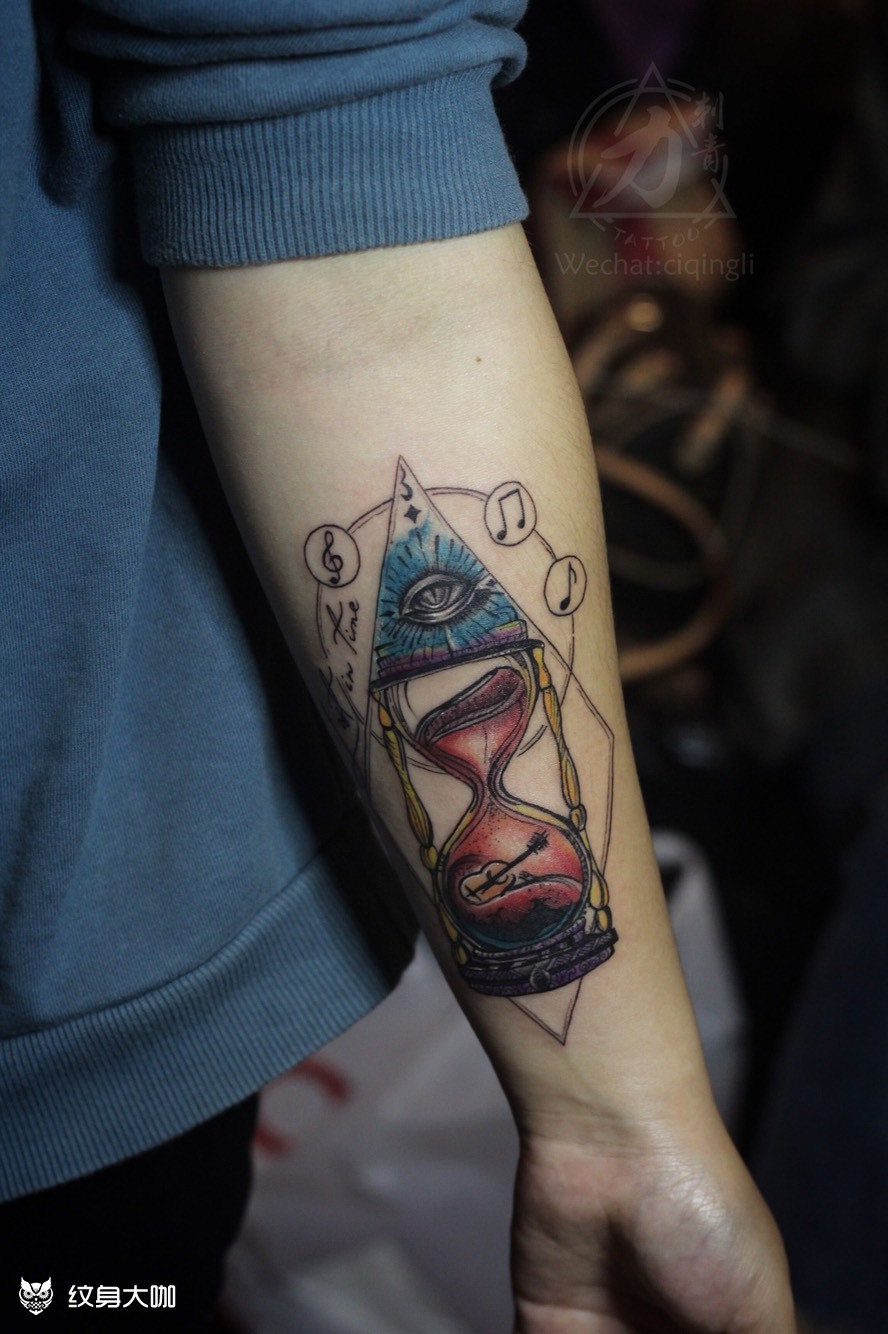 多元素沙漏_纹身图案手稿图片_顺德-力刺的纹身作品集