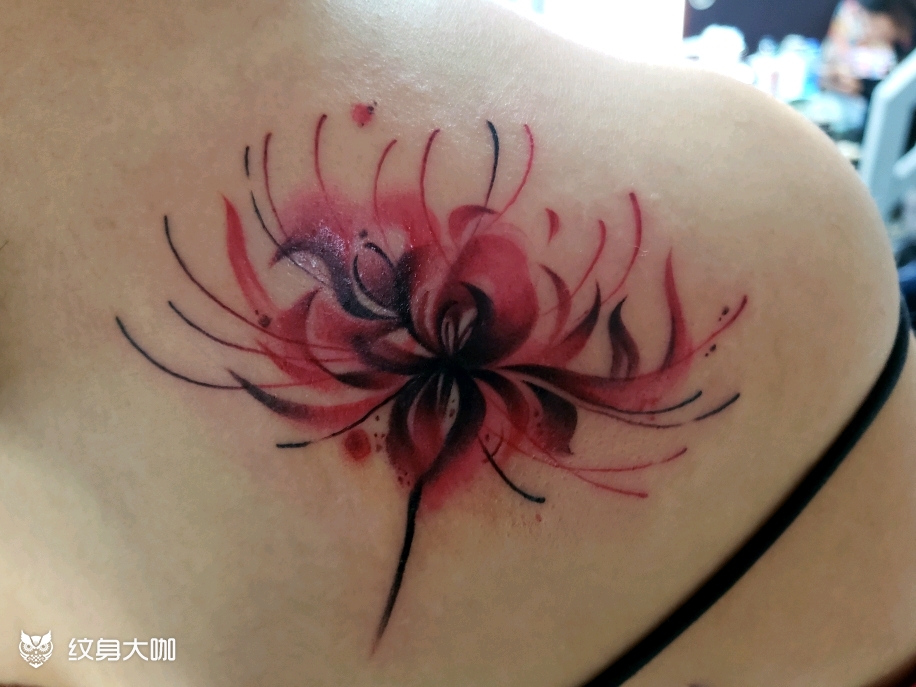 水墨彼岸花_纹身图案手稿图片_鹏帅傅的纹身作品集