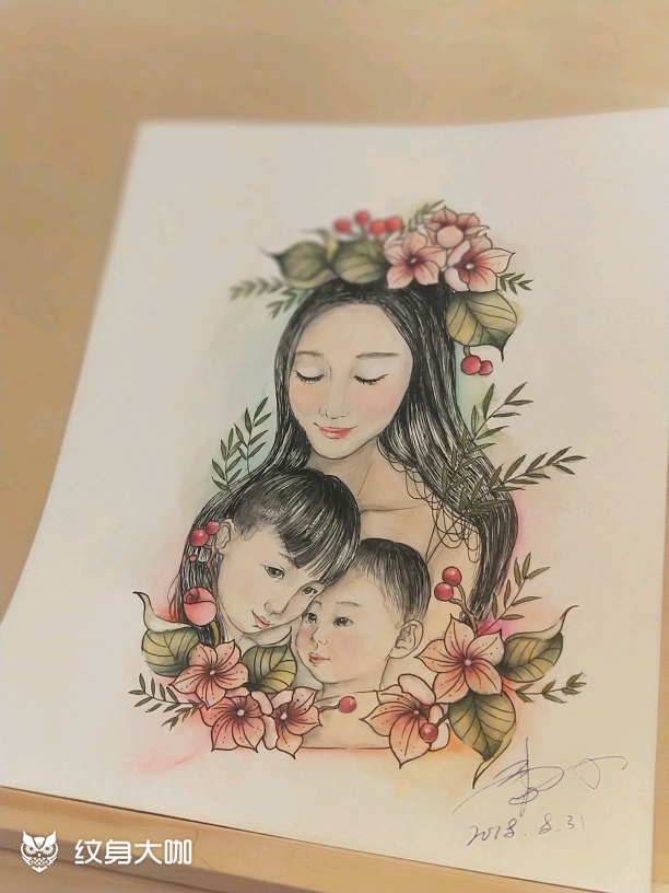 母亲抱着孩子图片纹身图片