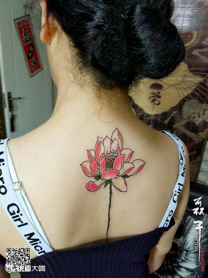 颈后莲花_纹身图案手稿图片_磊子的纹身作品集