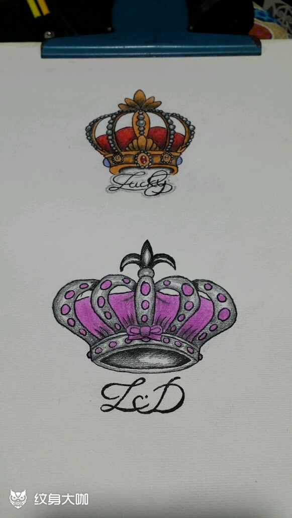 小皇冠_纹身图案手稿图片_宫本谊的纹身作品集