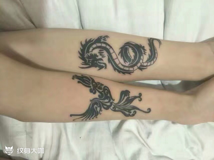 小臂 情侣纹身,龙凤图腾_纹身图案手稿图片_帅印刺青tattoo的纹身作品
