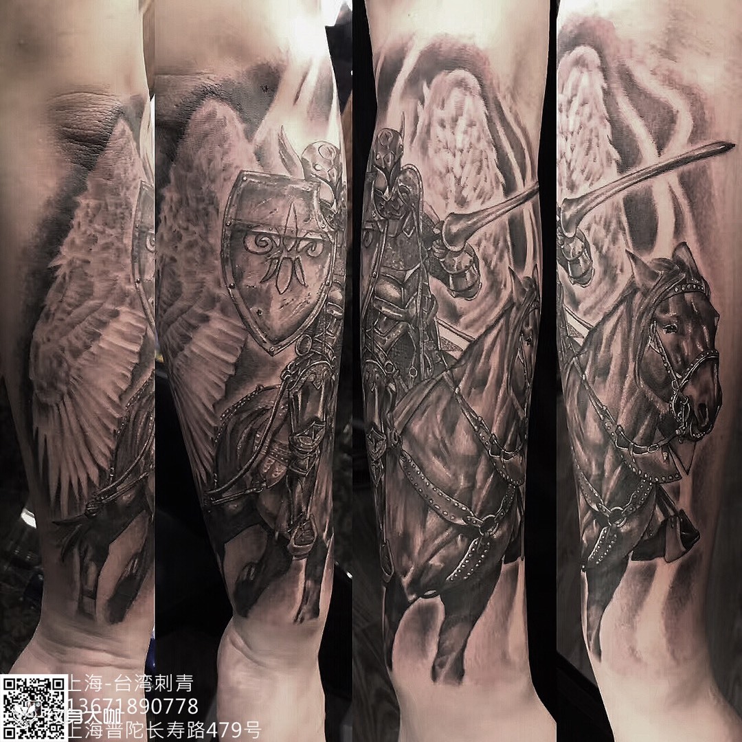 天使骑士_纹身图案手稿图片_天龙堂的纹身作品集