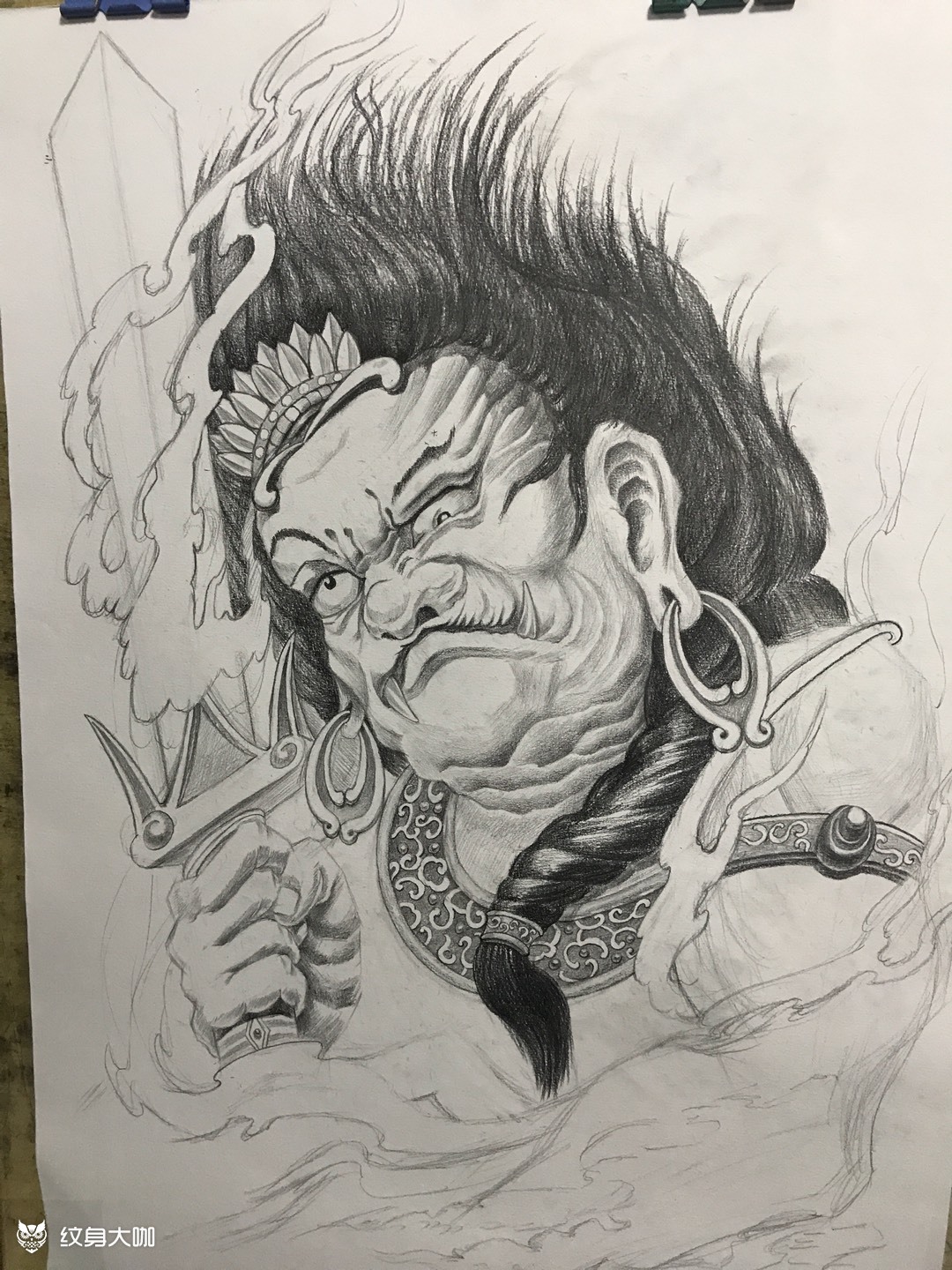 预告图片,不动明王设计中_纹身图案手稿图片_林裕的纹身作品集