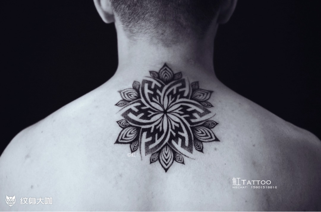 点刺繁花曼陀罗_纹身图案手稿图片_魟tattoo的纹身作品集