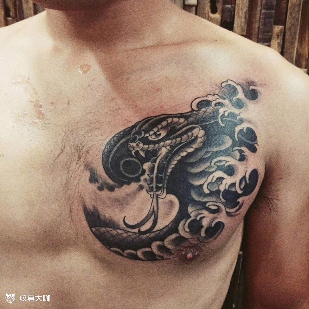 前胸眼镜蛇_纹身图案手稿图片_墨者-sticker棍儿的纹身作品集