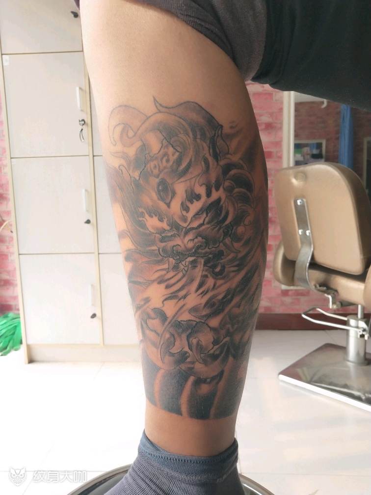 包腿貔貅_纹身图案手稿图片_浩毅刺青的纹身作品集