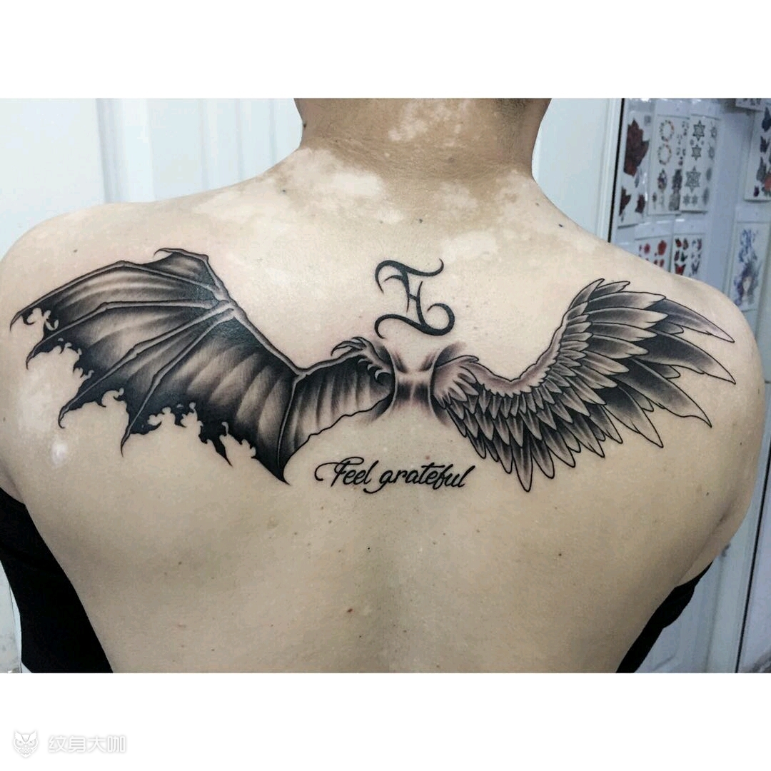 恶魔天使之翼_纹身图案手稿图片_刘新兵的纹身作品集