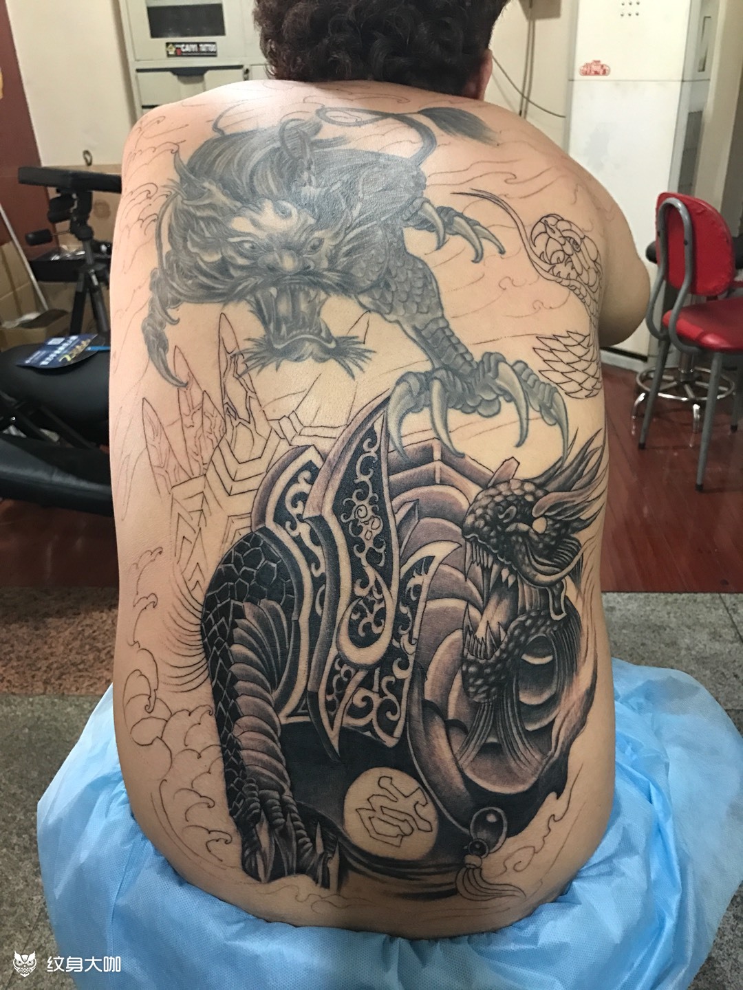 满背玄武_纹身图案手稿图片_墓黥人_卓越的纹身作品集
