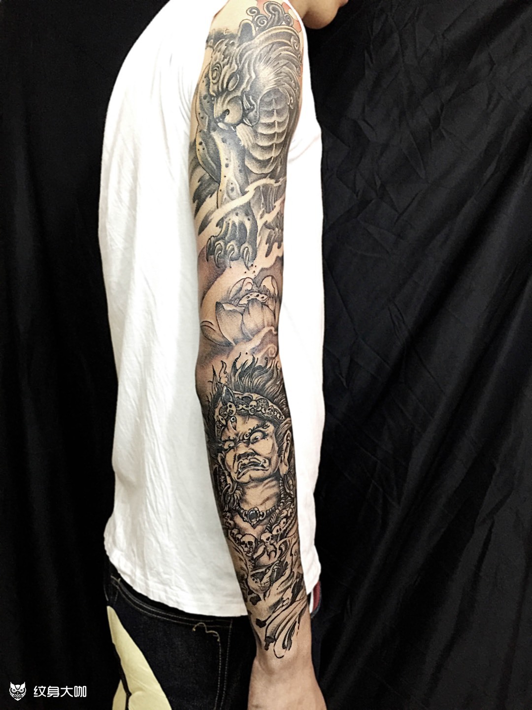 大黑天貔貅花臂