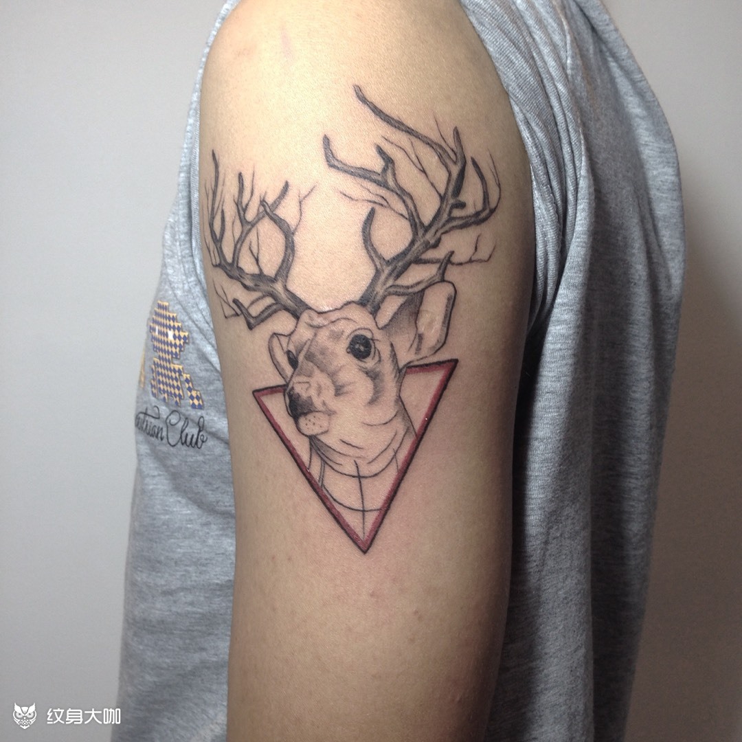 麋鹿_纹身图案手稿图片_从一的纹身作品集