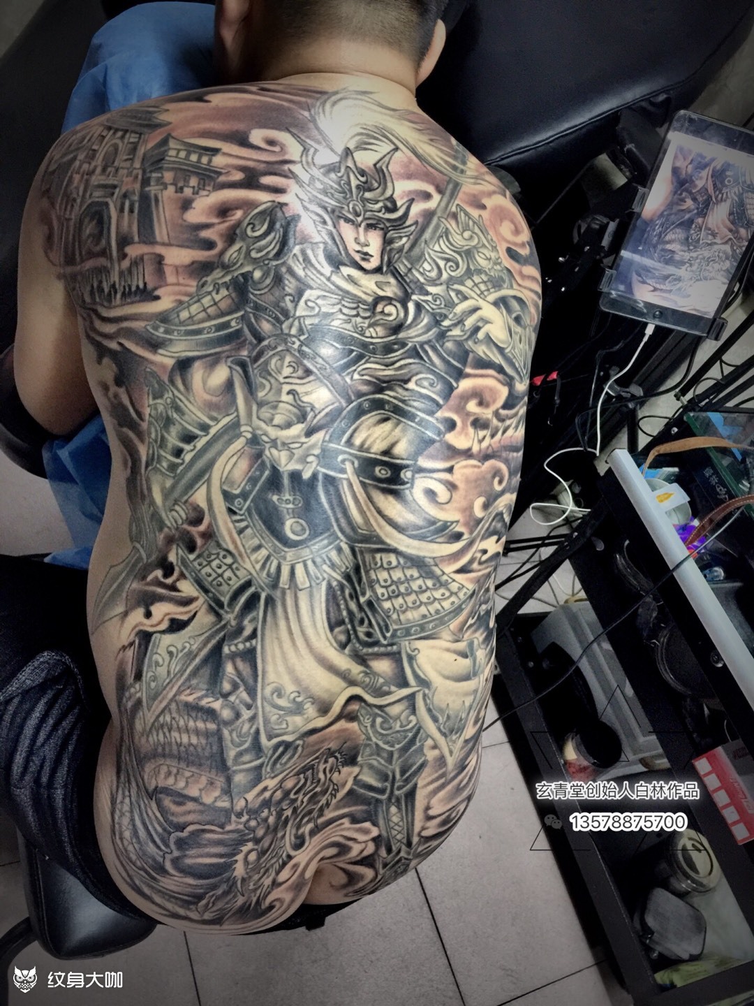 满背赵云_纹身图案手稿图片_白琳的纹身作品集