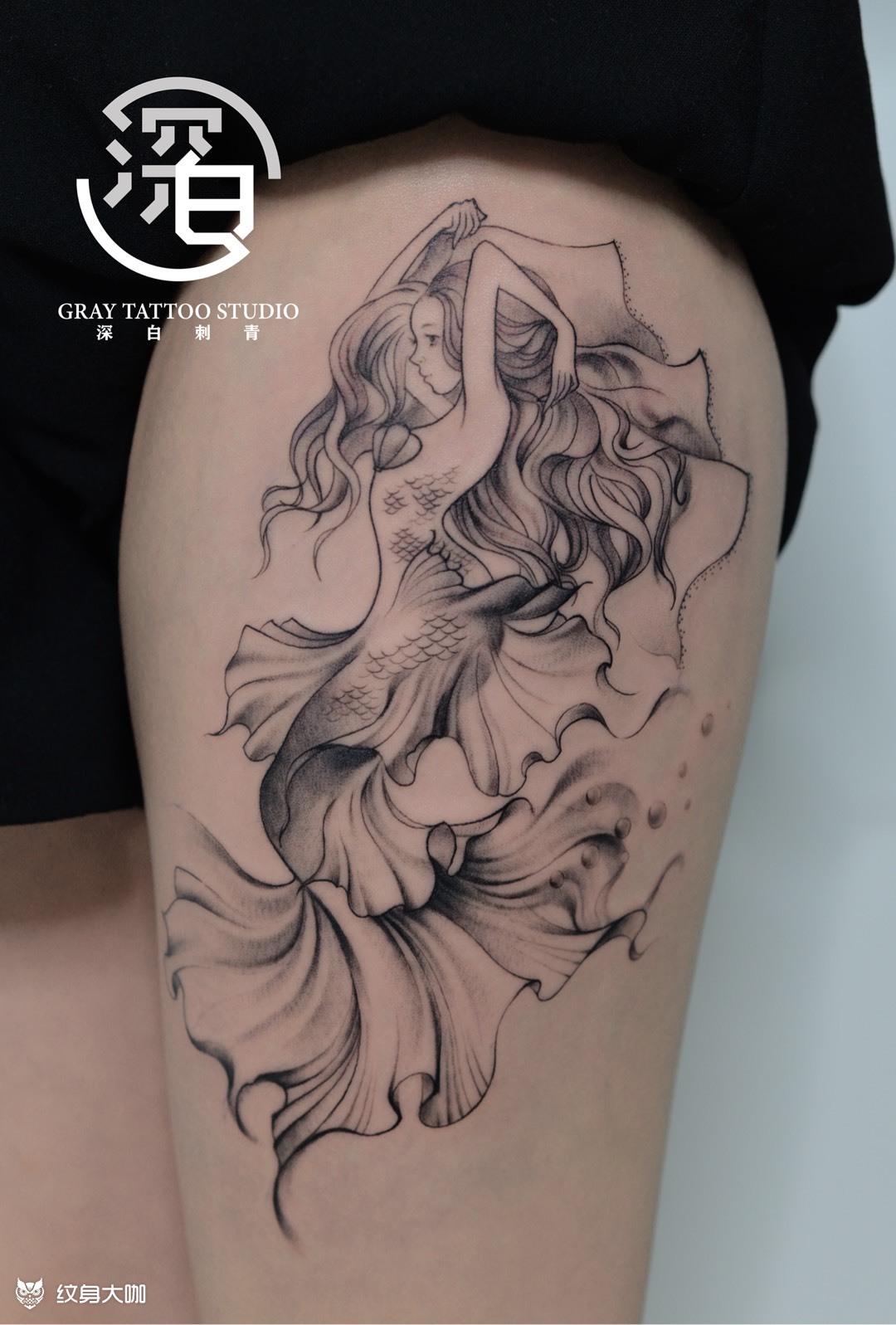 美人鱼_纹身图案手稿图片_镯镯的纹身作品集