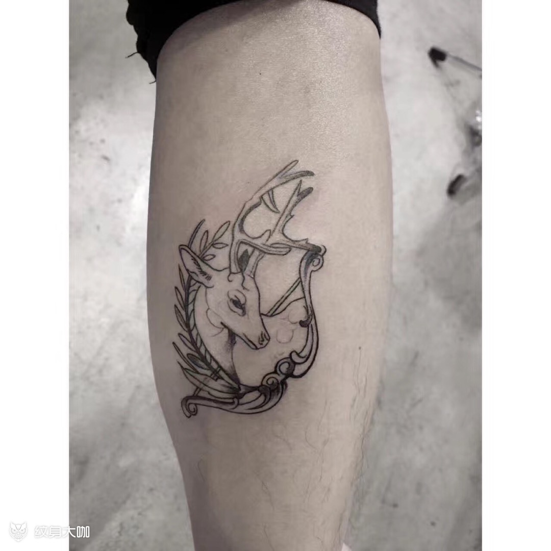 线条鹿_纹身图案手稿图片_hugo的纹身作品集